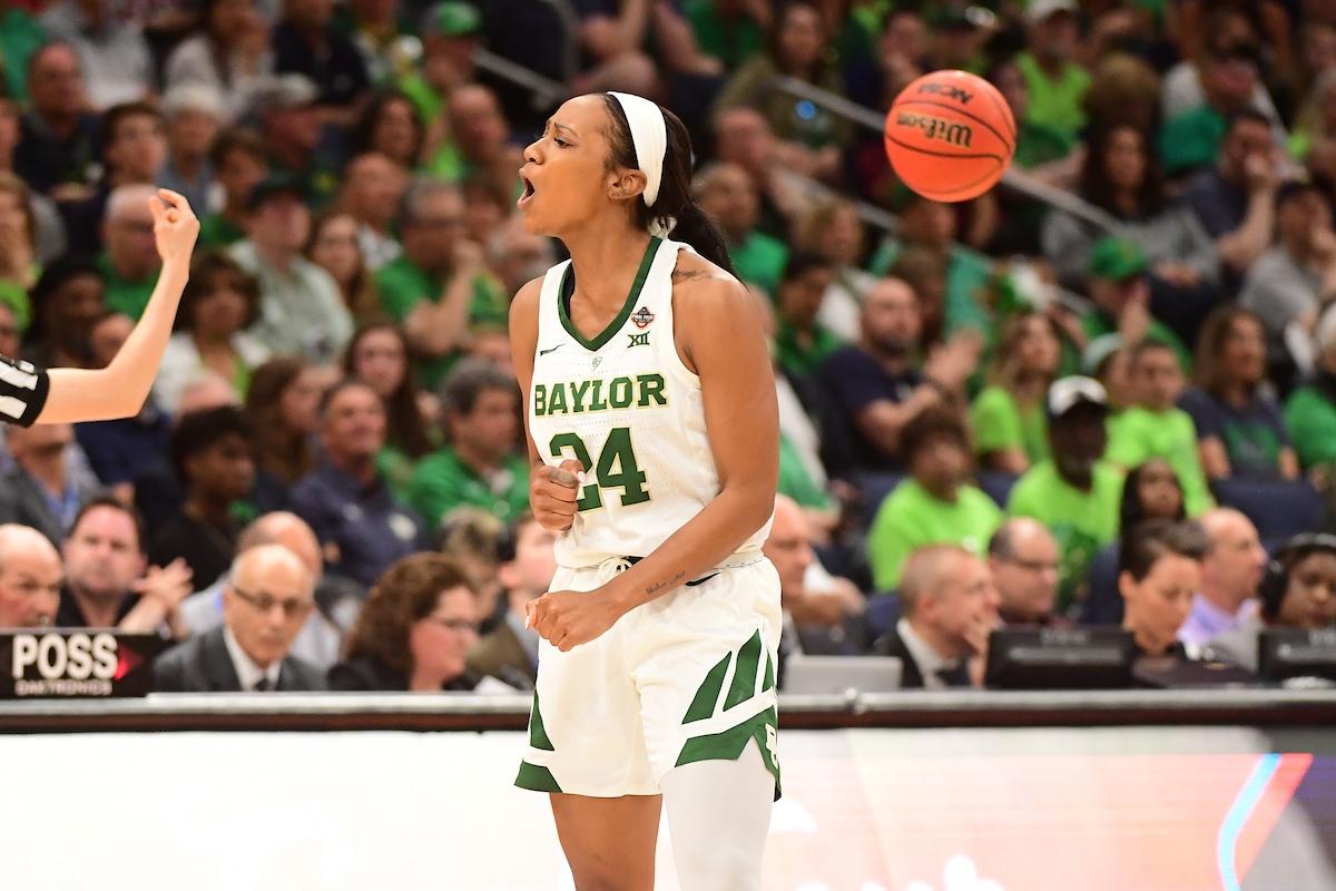 Chloe Jackson celebrates Baylor's 2019 title